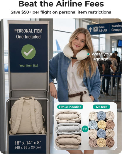6 Set Packing Cubes for Travel with Budget Airline Neck Pillow | Travel essentials, Premium Taslan luggage organizers for all suitcases, Ultimate budget airline hack, 100% Personal item safe