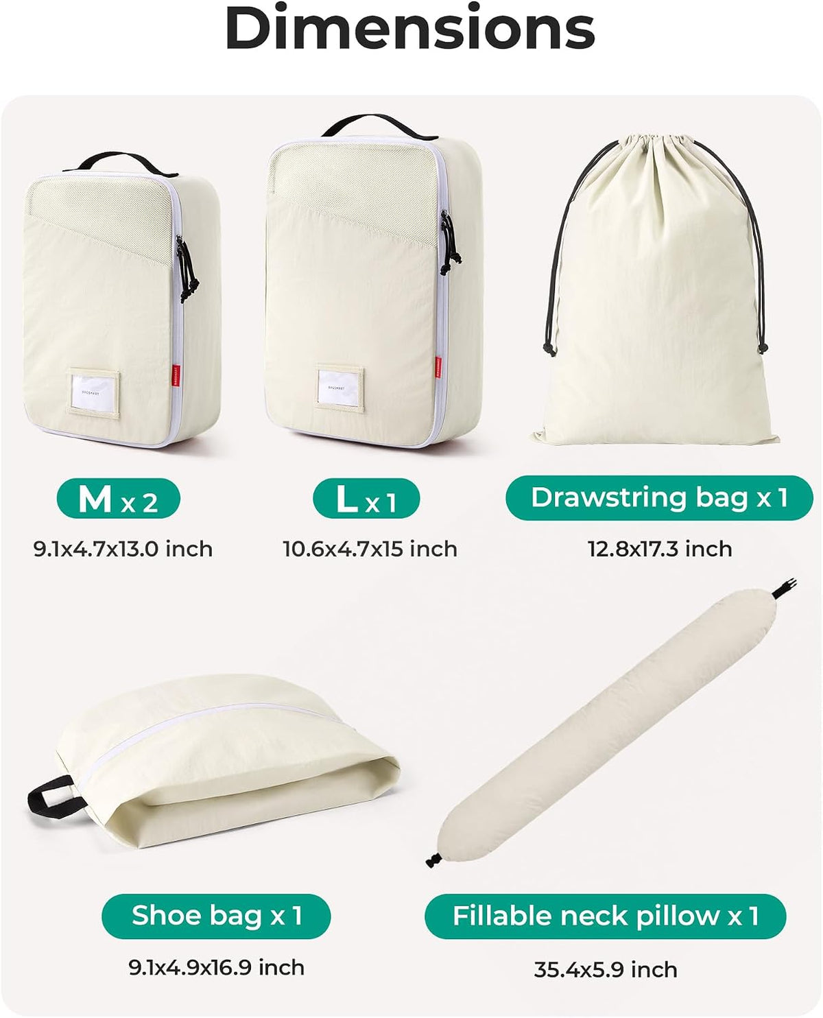 6 Set Packing Cubes for Travel with Budget Airline Neck Pillow | Travel essentials, Premium Taslan luggage organizers for all suitcases, Ultimate budget airline hack, 100% Personal item safe
