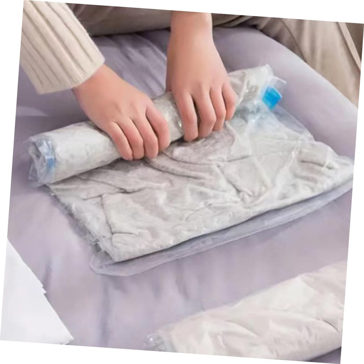 12pcs Reusable Roll up Vacuum Compression Bags 35x50 40x60cm Pa+pe Space Saving Storage for Travel Luggage and Clothes Organization