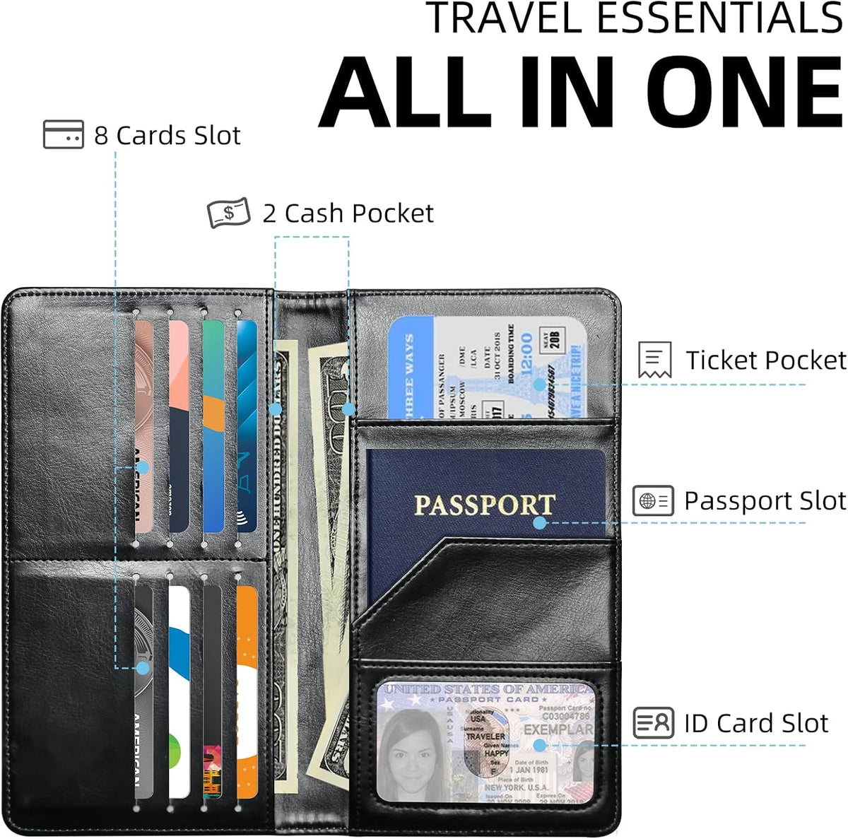 Exquisite Passport Holder for Travel Accessory, Coconut Beach Leather Passport Cover with Space for Documents and Family Photos, Travel Passport Credit Card Wallet for Women and Men
