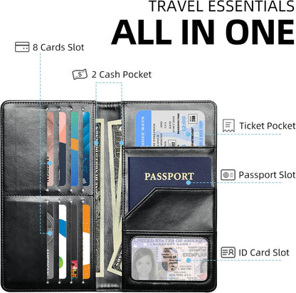 Exquisite Passport Holder for Travel Accessory, Coconut Beach Leather Passport Cover with Space for Documents and Family Photos, Travel Passport Credit Card Wallet for Women and Men