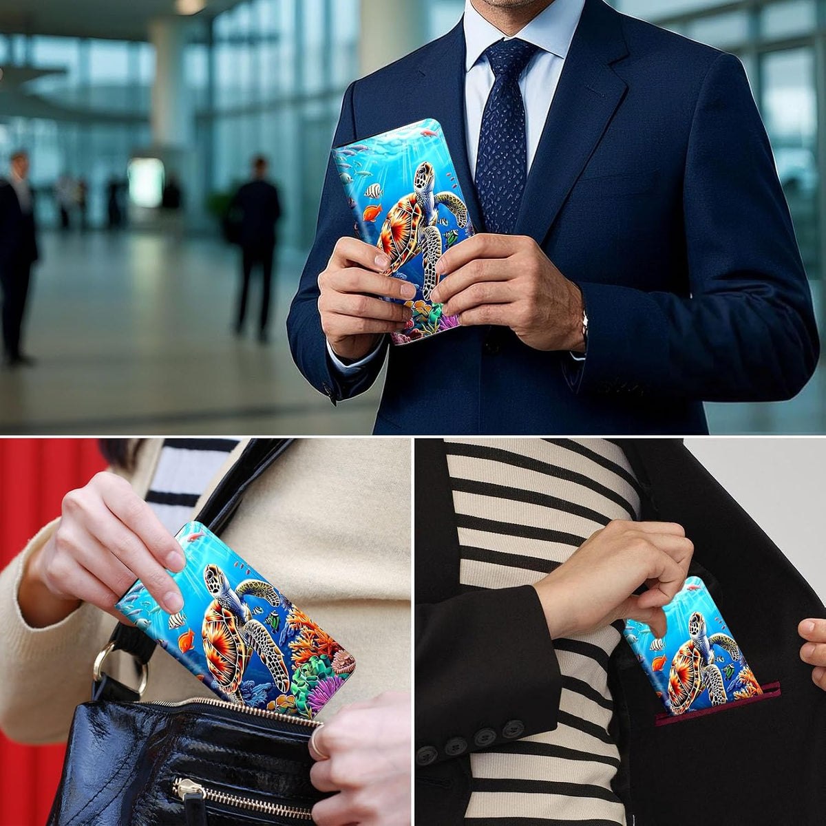 Exquisite Passport Holder for Travel Accessory, Coconut Beach Leather Passport Cover with Space for Documents and Family Photos, Travel Passport Credit Card Wallet for Women and Men