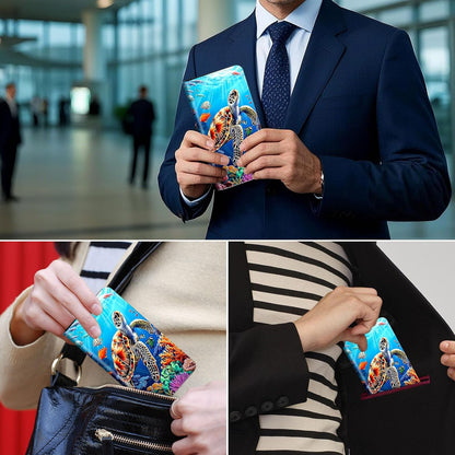 Exquisite Passport Holder for Travel Accessory, Coconut Beach Leather Passport Cover with Space for Documents and Family Photos, Travel Passport Credit Card Wallet for Women and Men