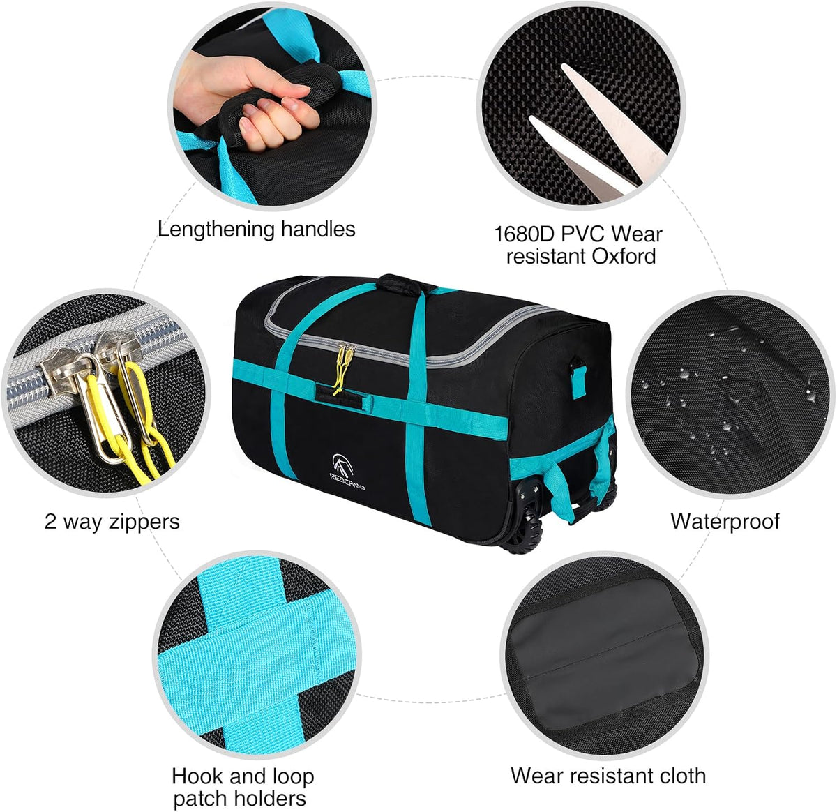 26" Rolling Duffle Bag with Wheels, 85L Foldable Gym Duffel Bag | Collapsible Check-in Heavy Duty Carry-on Wheeled Roller Duffle Bag for Men Women Luggage, Fit airline, Navy