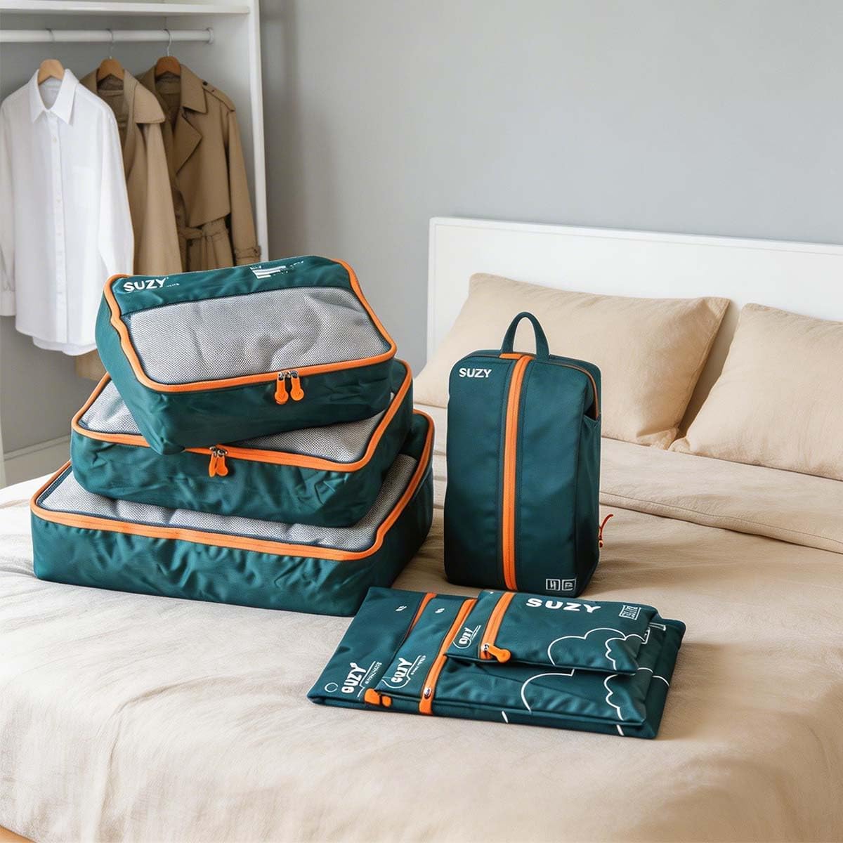 Travel Packing Cubes Set of 7, Luggage Bags Organizers for Suitcase, Lightweight Packing Cubes for Travel Organization and Storage