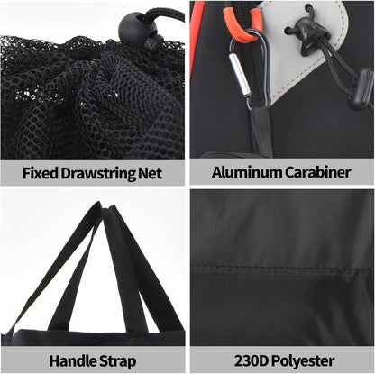 Travel Laundry Bags, 2Pcs Foldable Dirty Clothes Bag 【Upgraded】 with Fixed Drawstring Net, Handles and Carabiner, Portable Laundry Bags for Travel and Fitness (Dark-Black) 30"H x 21"W