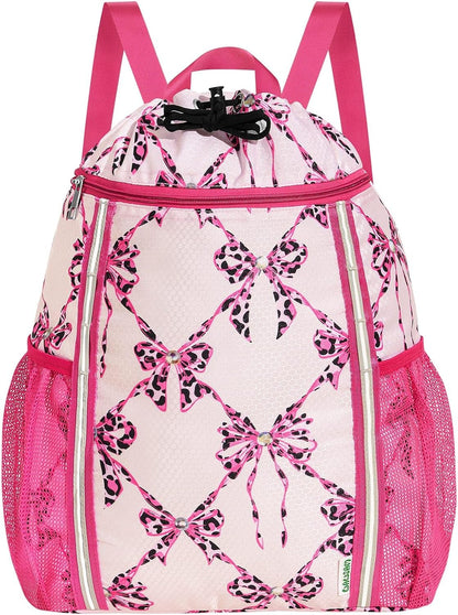 Kids Gym Drawstring Backpack String Bag, Shark Sports Gym Bag for Kids Boys Waterproof Swimming Beach String Cinch Backpack with Two Water Bottle Pocket