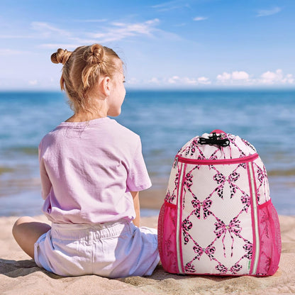 Kids Gym Drawstring Backpack String Bag, Shark Sports Gym Bag for Kids Boys Waterproof Swimming Beach String Cinch Backpack with Two Water Bottle Pocket