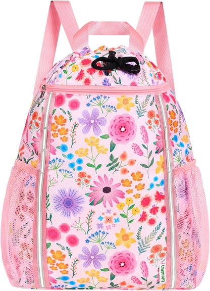 Kids Gym Drawstring Backpack String Bag, Shark Sports Gym Bag for Kids Boys Waterproof Swimming Beach String Cinch Backpack with Two Water Bottle Pocket