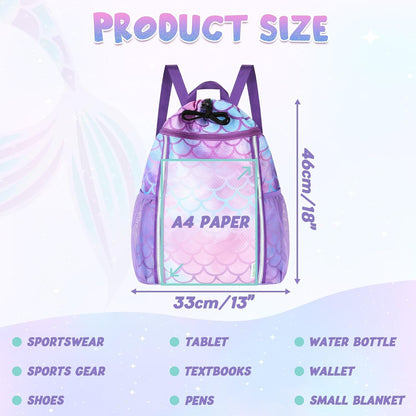 Kids Gym Drawstring Backpack String Bag, Shark Sports Gym Bag for Kids Boys Waterproof Swimming Beach String Cinch Backpack with Two Water Bottle Pocket