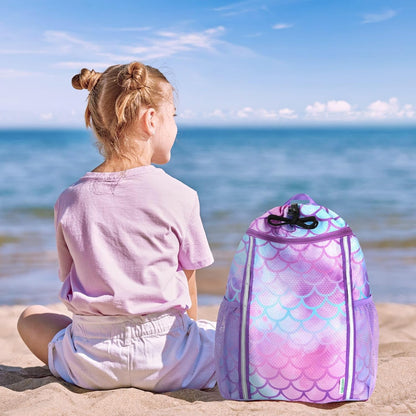 Kids Gym Drawstring Backpack String Bag, Shark Sports Gym Bag for Kids Boys Waterproof Swimming Beach String Cinch Backpack with Two Water Bottle Pocket