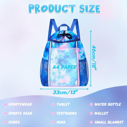 Kids Gym Drawstring Backpack String Bag, Shark Sports Gym Bag for Kids Boys Waterproof Swimming Beach String Cinch Backpack with Two Water Bottle Pocket