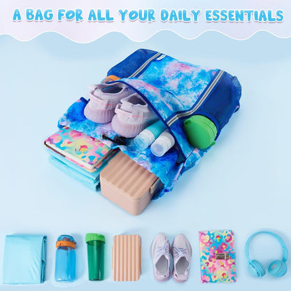 Kids Gym Drawstring Backpack String Bag, Shark Sports Gym Bag for Kids Boys Waterproof Swimming Beach String Cinch Backpack with Two Water Bottle Pocket