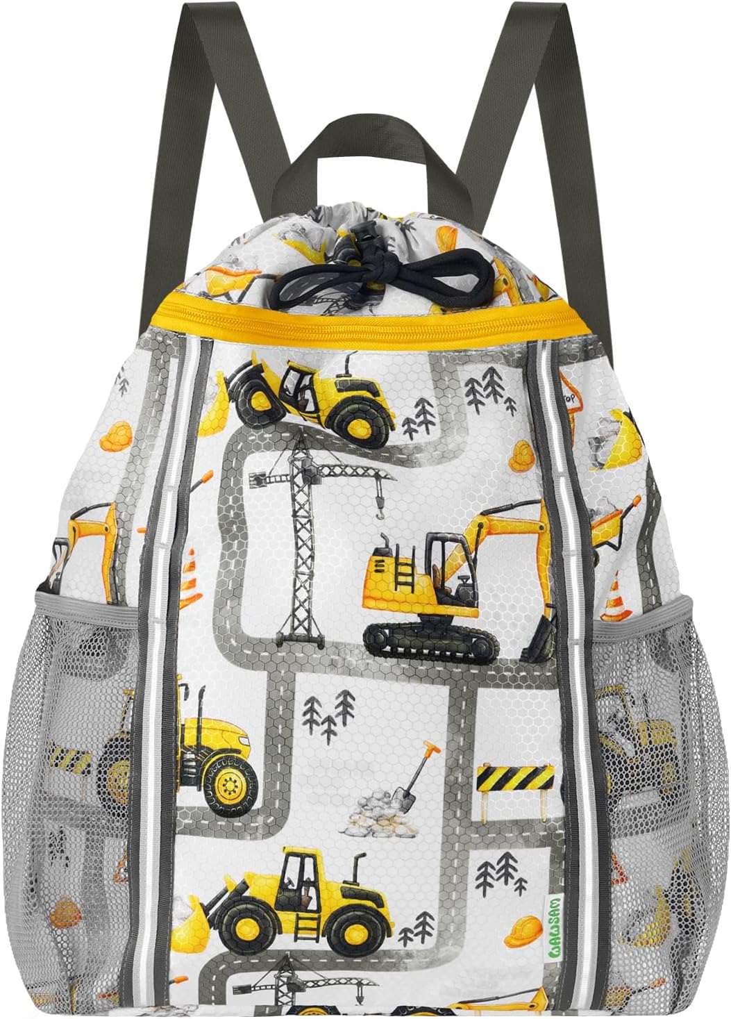 Kids Gym Drawstring Backpack String Bag, Shark Sports Gym Bag for Kids Boys Waterproof Swimming Beach String Cinch Backpack with Two Water Bottle Pocket