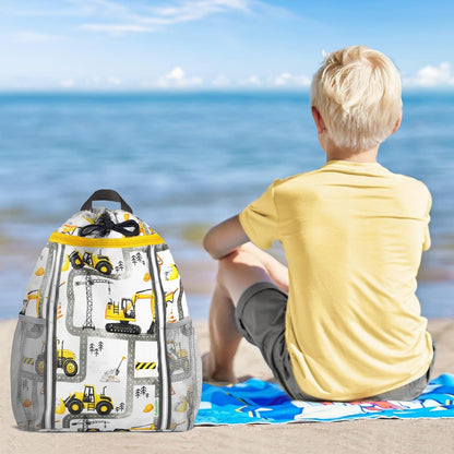 Kids Gym Drawstring Backpack String Bag, Shark Sports Gym Bag for Kids Boys Waterproof Swimming Beach String Cinch Backpack with Two Water Bottle Pocket