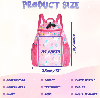 Kids Gym Drawstring Backpack String Bag, Shark Sports Gym Bag for Kids Boys Waterproof Swimming Beach String Cinch Backpack with Two Water Bottle Pocket