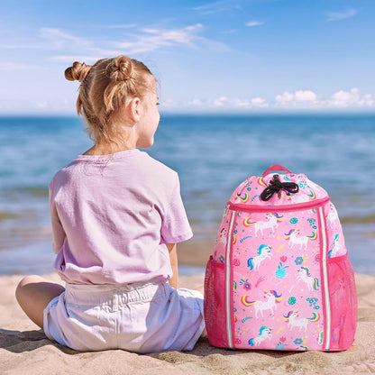 Kids Gym Drawstring Backpack String Bag, Shark Sports Gym Bag for Kids Boys Waterproof Swimming Beach String Cinch Backpack with Two Water Bottle Pocket