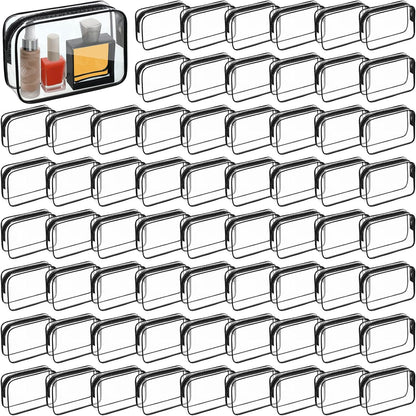 120 Pcs Clear Makeup Bags Bulk Tsa Approved Toiletry Bag for Travel Transparent Cosmetic Bag PVC Waterproof Travel Small Pouches with Zipper for Men and Women (White)