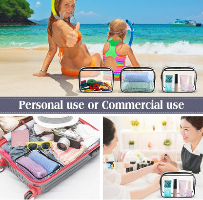 120 Pcs Clear Makeup Bags Bulk Tsa Approved Toiletry Bag for Travel Transparent Cosmetic Bag PVC Waterproof Travel Small Pouches with Zipper for Men and Women (White)