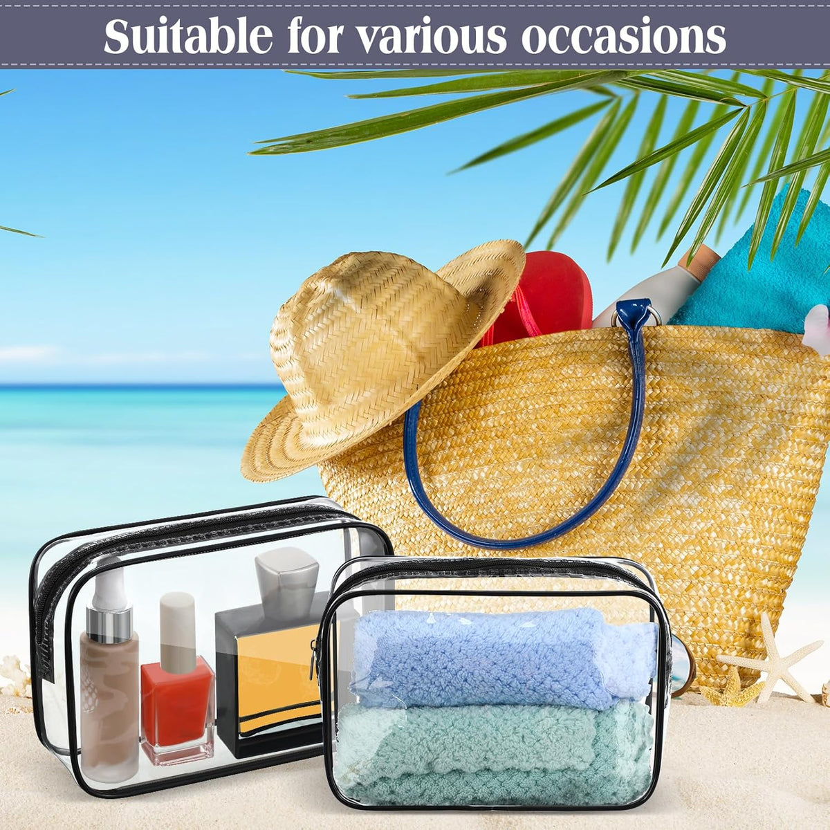 120 Pcs Clear Makeup Bags Bulk Tsa Approved Toiletry Bag for Travel Transparent Cosmetic Bag PVC Waterproof Travel Small Pouches with Zipper for Men and Women (White)