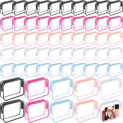 120 Pcs Clear Makeup Bags Bulk Tsa Approved Toiletry Bag for Travel Transparent Cosmetic Bag PVC Waterproof Travel Small Pouches with Zipper for Men and Women (White)