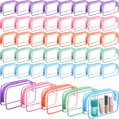 120 Pcs Clear Makeup Bags Bulk Tsa Approved Toiletry Bag for Travel Transparent Cosmetic Bag PVC Waterproof Travel Small Pouches with Zipper for Men and Women (White)