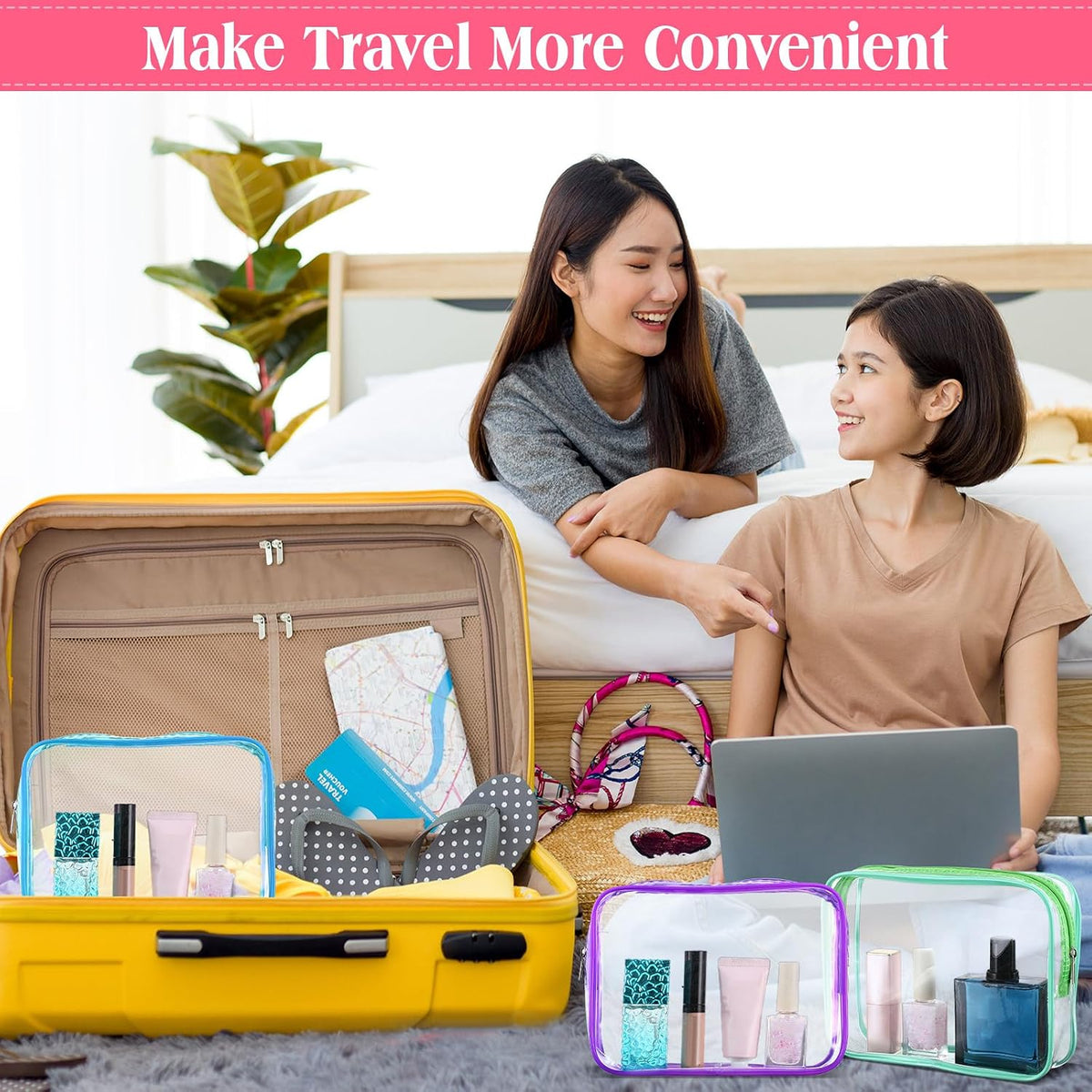 120 Pcs Clear Makeup Bags Bulk Tsa Approved Toiletry Bag for Travel Transparent Cosmetic Bag PVC Waterproof Travel Small Pouches with Zipper for Men and Women (White)