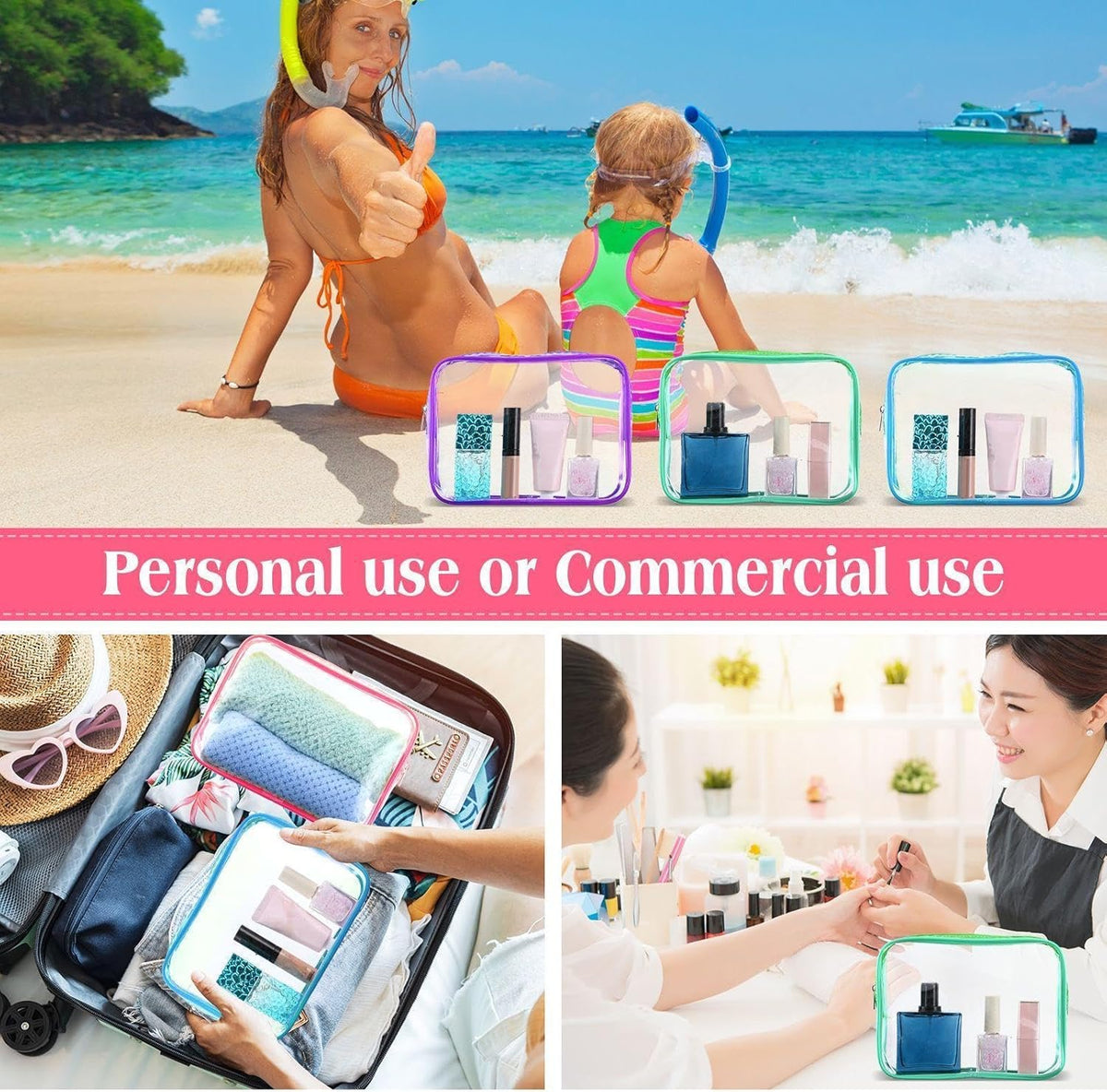 120 Pcs Clear Makeup Bags Bulk Tsa Approved Toiletry Bag for Travel Transparent Cosmetic Bag PVC Waterproof Travel Small Pouches with Zipper for Men and Women (White)