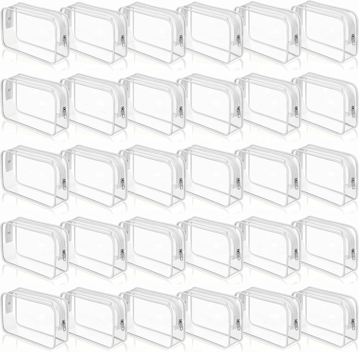 120 Pcs Clear Makeup Bags Bulk Tsa Approved Toiletry Bag for Travel Transparent Cosmetic Bag PVC Waterproof Travel Small Pouches with Zipper for Men and Women (White)