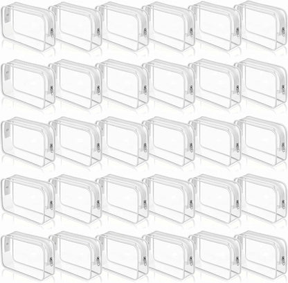 120 Pcs Clear Makeup Bags Bulk Tsa Approved Toiletry Bag for Travel Transparent Cosmetic Bag PVC Waterproof Travel Small Pouches with Zipper for Men and Women (White)