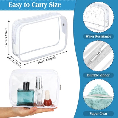 120 Pcs Clear Makeup Bags Bulk Tsa Approved Toiletry Bag for Travel Transparent Cosmetic Bag PVC Waterproof Travel Small Pouches with Zipper for Men and Women (White)