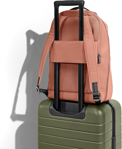 The Everywhere Zip Backpack - Personal Item Airline Approved Backpack with 16” Padded Laptop Sleeve, Water Bottle Pocket, Interior and Exterior Pockets - Fits Up to 16-Inch Laptops - Clay Pink