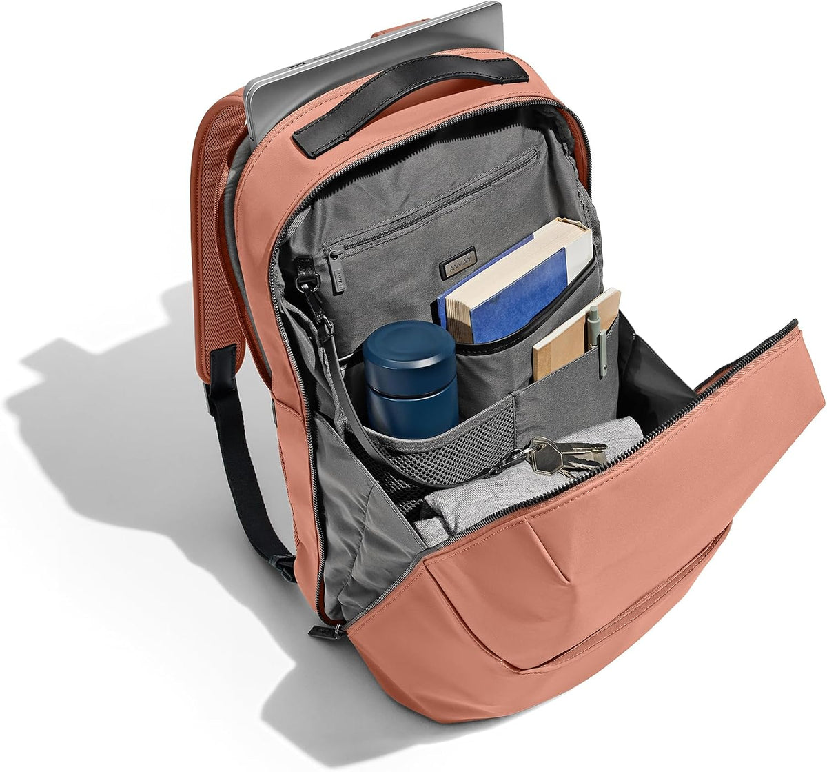 The Everywhere Zip Backpack - Personal Item Airline Approved Backpack with 16” Padded Laptop Sleeve, Water Bottle Pocket, Interior and Exterior Pockets - Fits Up to 16-Inch Laptops - Clay Pink