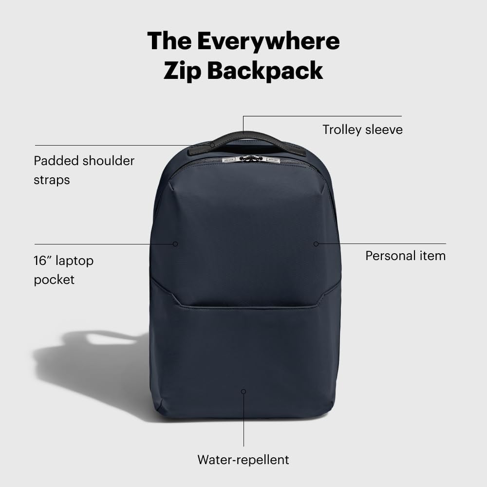 The Everywhere Zip Backpack - Personal Item Airline Approved Backpack with 16” Padded Laptop Sleeve, Water Bottle Pocket, Interior and Exterior Pockets - Fits Up to 16-Inch Laptops - Clay Pink