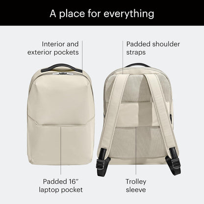 The Everywhere Zip Backpack - Personal Item Airline Approved Backpack with 16” Padded Laptop Sleeve, Water Bottle Pocket, Interior and Exterior Pockets - Fits Up to 16-Inch Laptops - Clay Pink