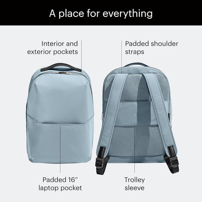 The Everywhere Zip Backpack - Personal Item Airline Approved Backpack with 16” Padded Laptop Sleeve, Water Bottle Pocket, Interior and Exterior Pockets - Fits Up to 16-Inch Laptops - Clay Pink