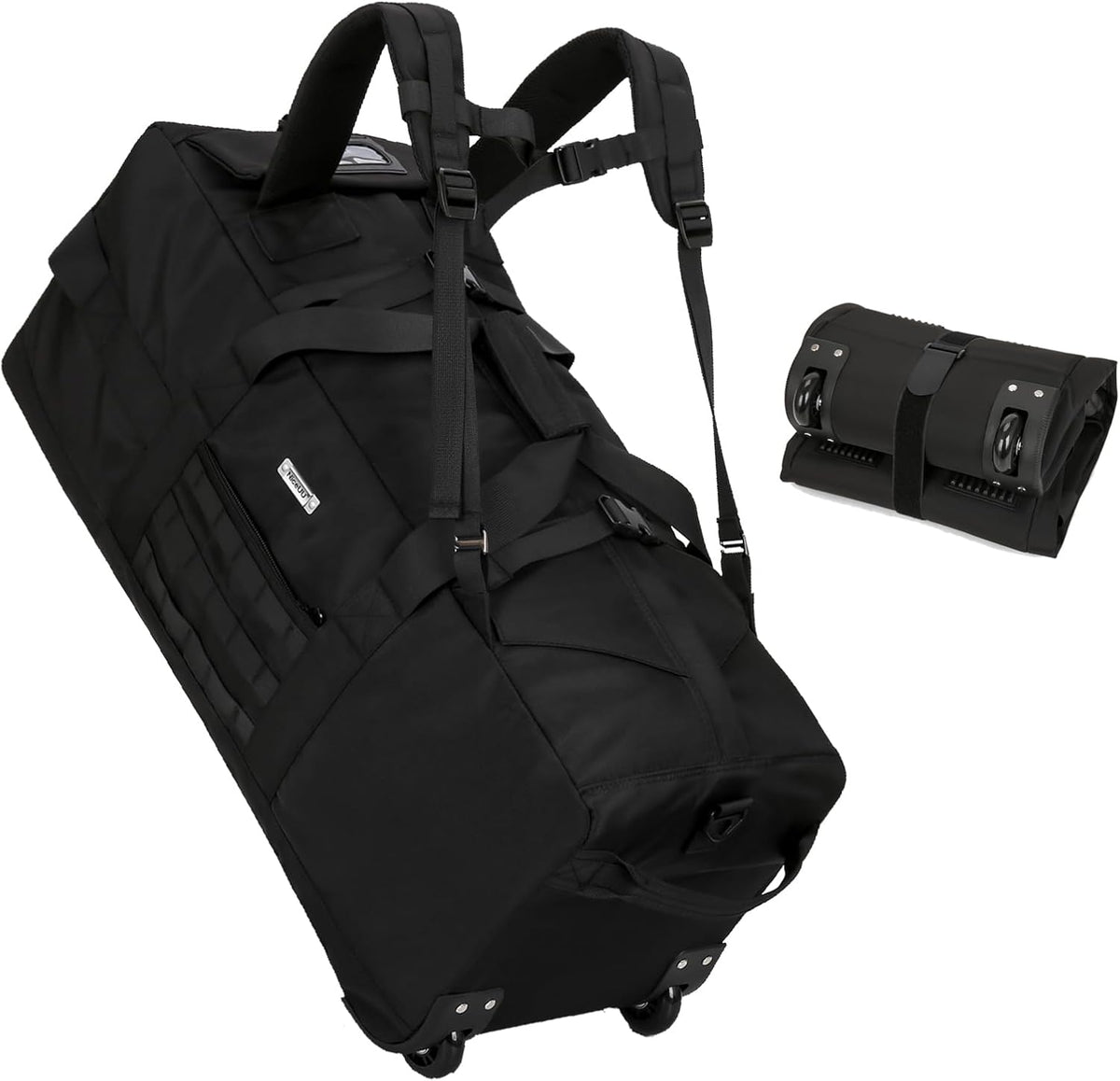 80L Travel Rolling Duffel Bag with wheels, Military Tactical Wheeled Foldable for Deployment Travel Camping Sports