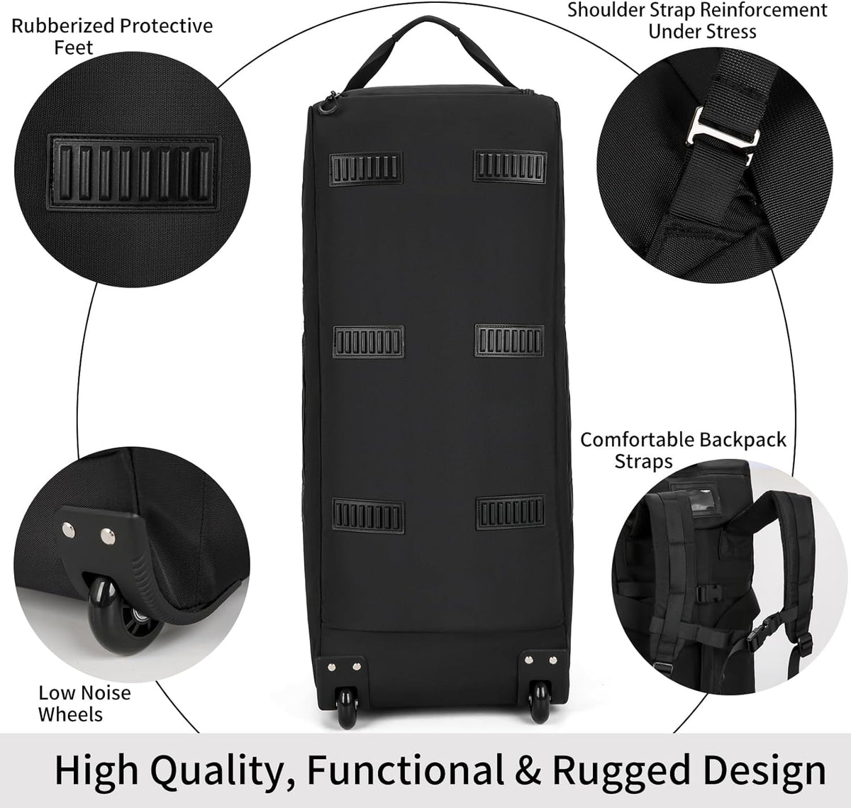 80L Travel Rolling Duffel Bag with wheels, Military Tactical Wheeled Foldable for Deployment Travel Camping Sports