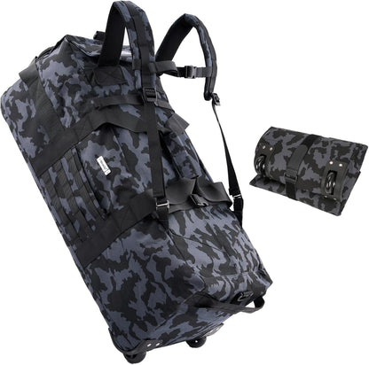 80L Travel Rolling Duffel Bag with wheels, Military Tactical Wheeled Foldable for Deployment Travel Camping Sports