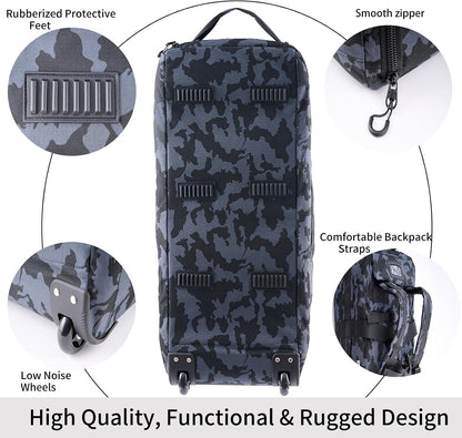 80L Travel Rolling Duffel Bag with wheels, Military Tactical Wheeled Foldable for Deployment Travel Camping Sports