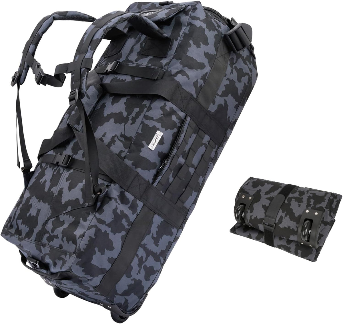 80L Travel Rolling Duffel Bag with wheels, Military Tactical Wheeled Foldable for Deployment Travel Camping Sports