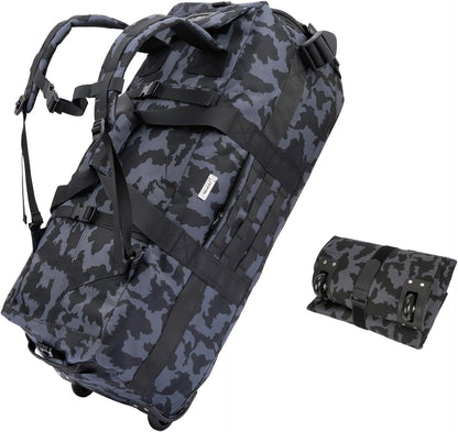80L Travel Rolling Duffel Bag with wheels, Military Tactical Wheeled Foldable for Deployment Travel Camping Sports