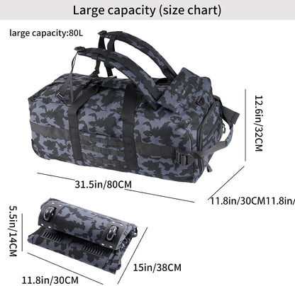 80L Travel Rolling Duffel Bag with wheels, Military Tactical Wheeled Foldable for Deployment Travel Camping Sports