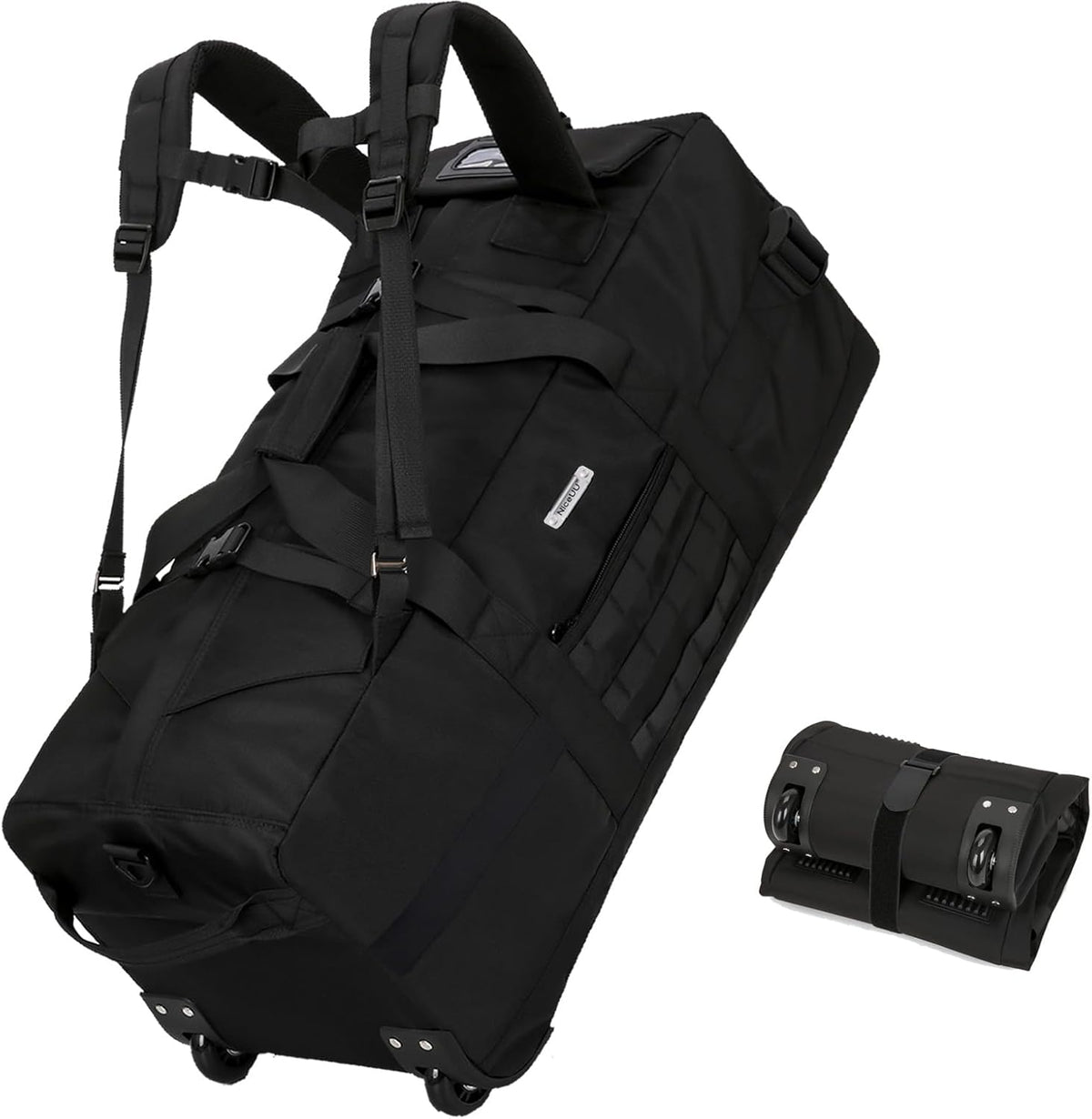 80L Travel Rolling Duffel Bag with wheels, Military Tactical Wheeled Foldable for Deployment Travel Camping Sports