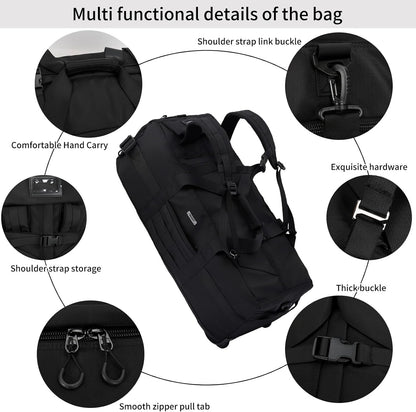 80L Travel Rolling Duffel Bag with wheels, Military Tactical Wheeled Foldable for Deployment Travel Camping Sports
