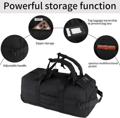 80L Travel Rolling Duffel Bag with wheels, Military Tactical Wheeled Foldable for Deployment Travel Camping Sports