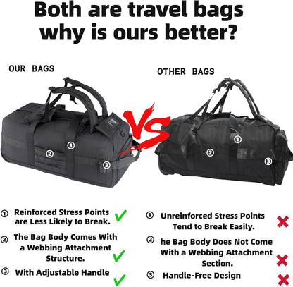 80L Travel Rolling Duffel Bag with wheels, Military Tactical Wheeled Foldable for Deployment Travel Camping Sports