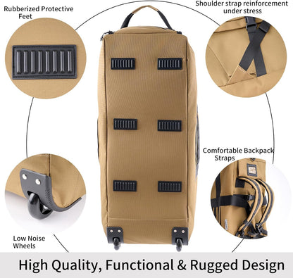 80L Travel Rolling Duffel Bag with wheels, Military Tactical Wheeled Foldable for Deployment Travel Camping Sports