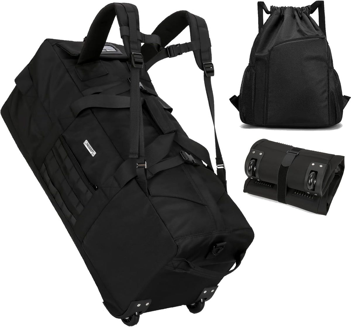 80L Travel Rolling Duffel Bag with wheels, Military Tactical Wheeled Foldable for Deployment Travel Camping Sports