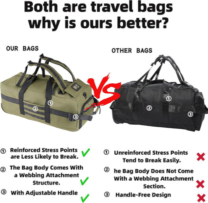80L Travel Rolling Duffel Bag with wheels, Military Tactical Wheeled Foldable for Deployment Travel Camping Sports